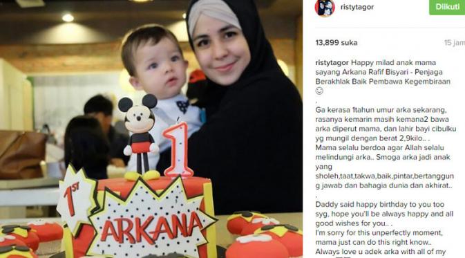 Risty Tagor rayakan ulang tahun Arkana ke-1 (Foto: Instagram)
