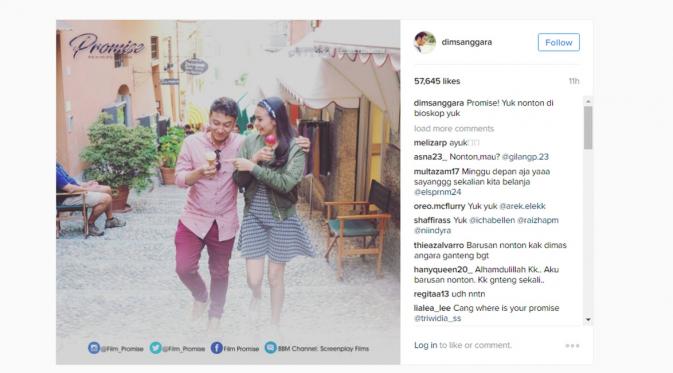 Postingan Dimas Anggara di Instagram mengenai film Promise. (Instagram/dimsanggara)