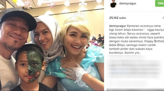 Denny Cagur datang ke ultah mewah anak Ayu Ting Ting (Foto: Instagram)