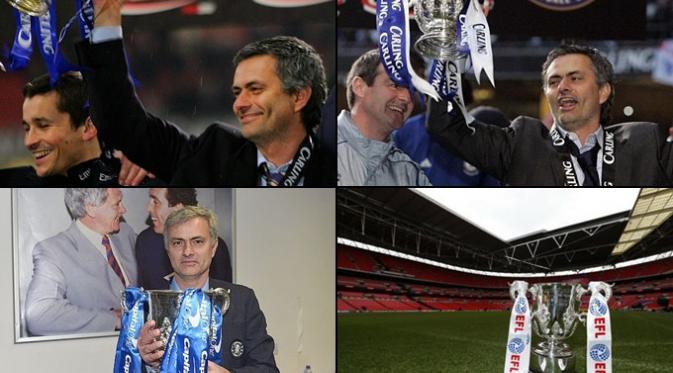 Jose Mourinho memenangkan Piala Liga Inggris 2005, 2007, dan 2015 bersama Chelsea. (Daily Mail)