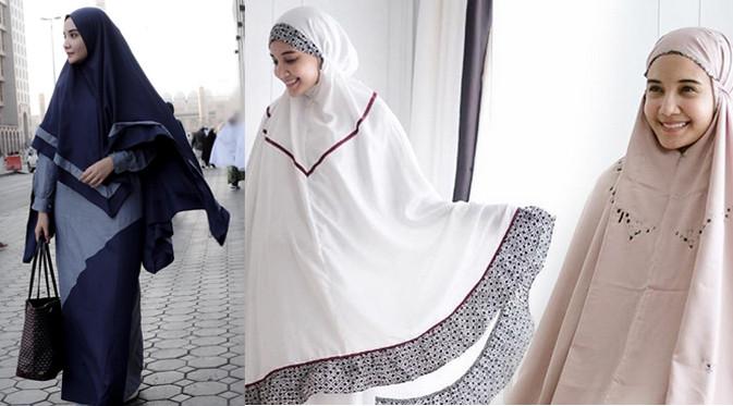 Gaya Zaskia Sungkar saat mengenakan mukena dan baju gamis. (foto: Instagram @zaskiasungkar15 )