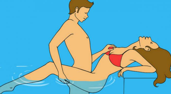 Posisi seks seru di kolam renang 'The Bubbly Back Float' (sumber: Cosmopolitan)