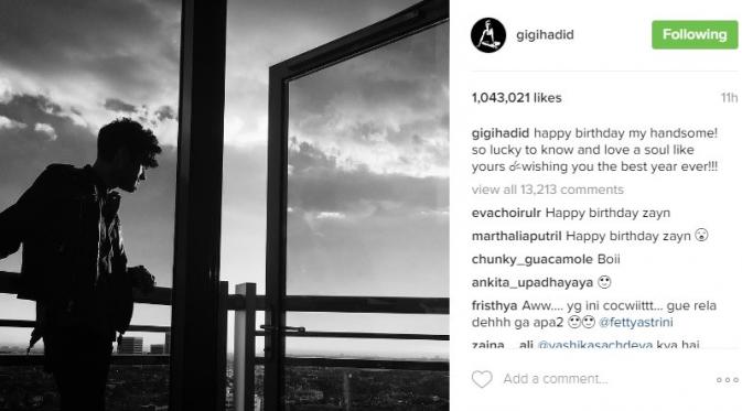 Gigi puji Zayn Malik Ganteng di hari ulang tahun kekasihnya. (Instagram/Gigi Hadid)