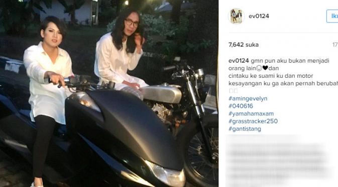 Istri Aming tak bisa meninggalkan kecintaannya terhadap motor besar (Foto: Instagram)