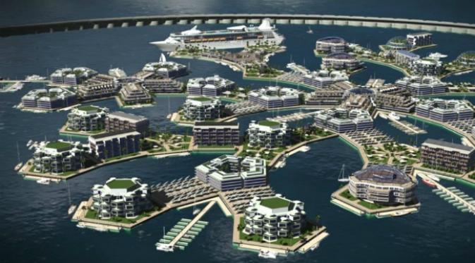 Kota terapung, konsep untuk Polinesia Prancis. (Sumber The Seasteading Institute)
