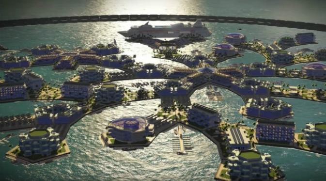 Kota terapung, konsep untuk Polinesia Prancis. (Sumber The Seasteading Institute)