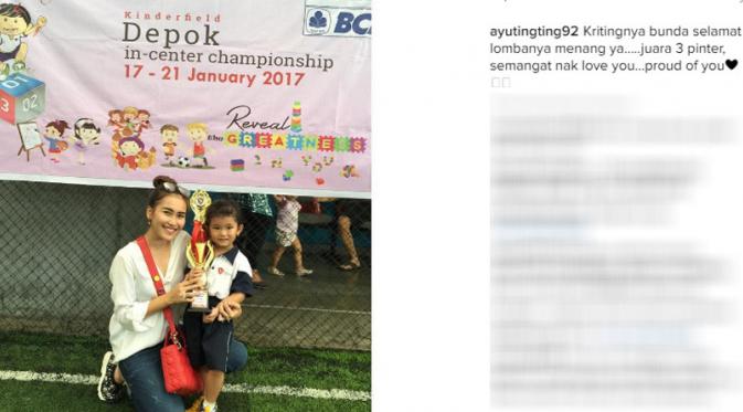 Ayu Ting Ting bangga anaknya raih prestasi (foto: Instagram)