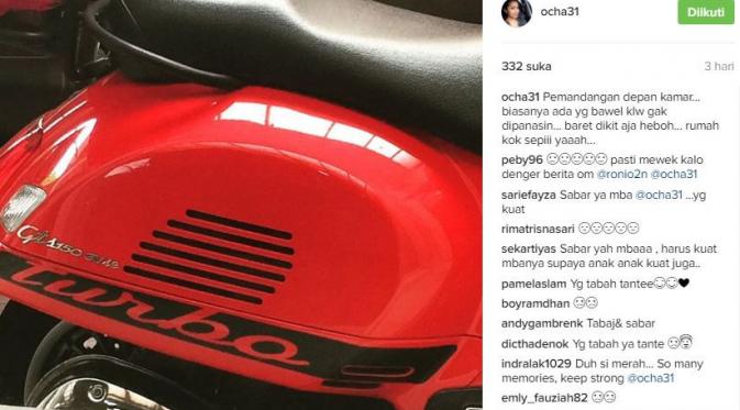 Ocha mengunggah foto sepeda motor yang biasa dipakai Oon (Instagram/@ocha31)