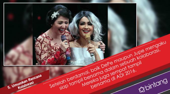 Julia Perez dan Dewi Perssik menunjukkan perdamaian di depan umum. (Nurman Abdul Hakim/Bintang.com)