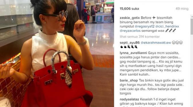 Zaskia Gotik dan koleksi tas Hermesnya (Foto: Instagram Zaskia Gotik)