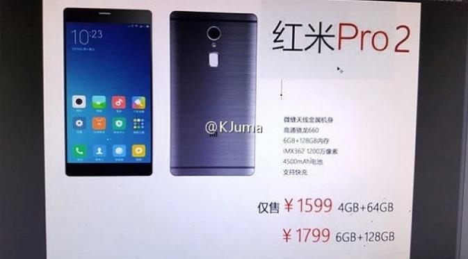 Xiaomi Redmi Pro 2 yang gambar dan spesifikasinya beredar di internet (Sumber: Phone Arena)