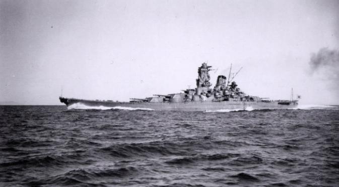Kapal perang Musashi milik Angkatan Laut Jepang pada masa Perang Dunia II. (Sumber The Japan Times)
