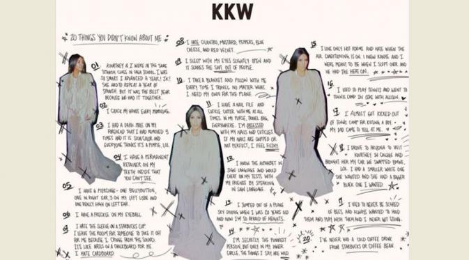 Kim Kardashian mengungkap dua puluh fakta soal dirinya. [foto: Mirror.co.uk]