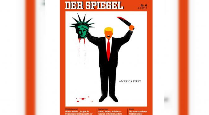 Donald Trump digambarkan memenggal Patung Liberty dalam sampul Der Spiegel (Der Spiegel)