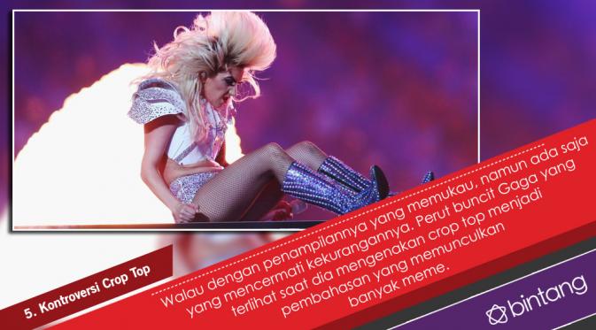 Lady Gaga memberikan suguhan yang mencengangkan saat tampil di Super Bowl 2017. (Desain: Nurman Abdul Hakim/Bintang.com)