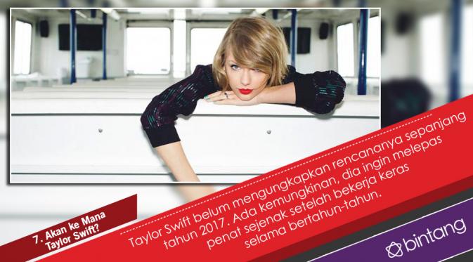 2017 sepertinya akan menjadi tahun tanpa lantunan musik Taylor Swift. (Desain: Nurman Abdul Hakim/Bintang.com)