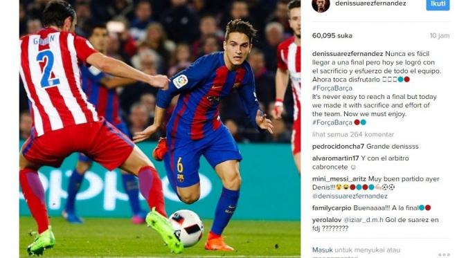 Gelandang Barcelona Denis Suarez luapkan kegembiraan (Instagram)