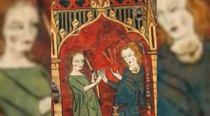 Ilustrasi Abad ke-14 ketika pria memberikan jantungnya kepada wanita kekasihnya. (Sumber Metropolitan Museum of Art)