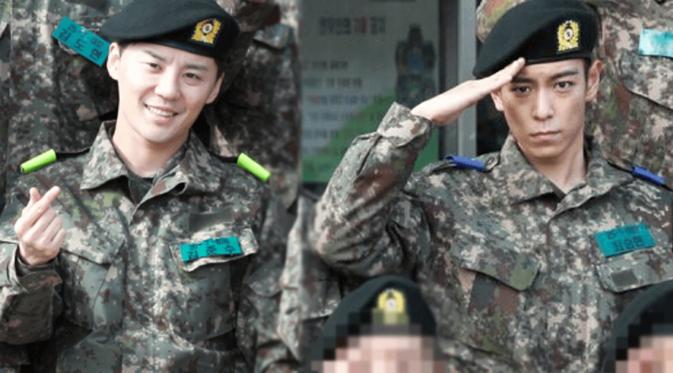 TOP BigBang dan Junsu JYJ menjalani wajib militer sejak 9 Februari 2017. (Foto: Koreaboo)