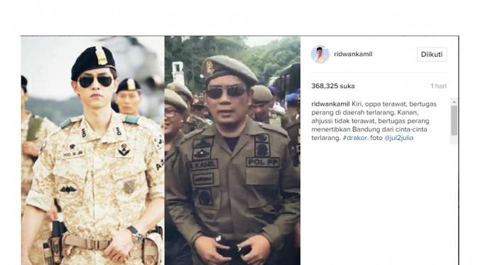 Ridwan Kamil mirip dengan Song Joong Ki? (Foto: Instagram)