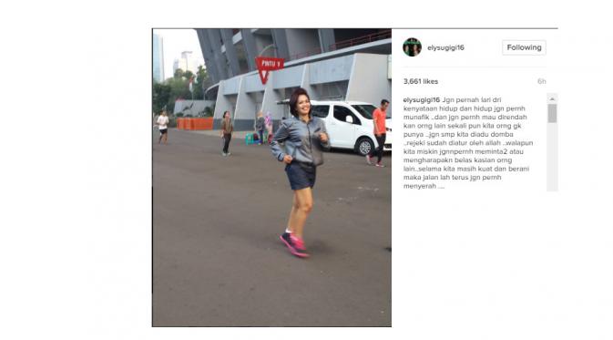 Elly Sugigi beri petuah kepada penggemarnya (Foto: Instagram)