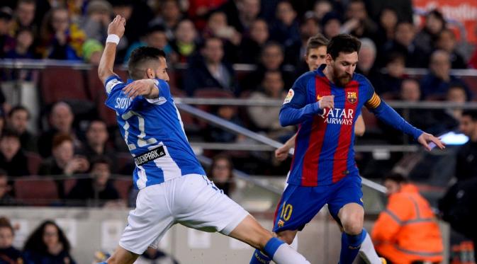 Leganes saat duel lawan Barcelona, Februari lalu. (AFP/Josep Lago). 
