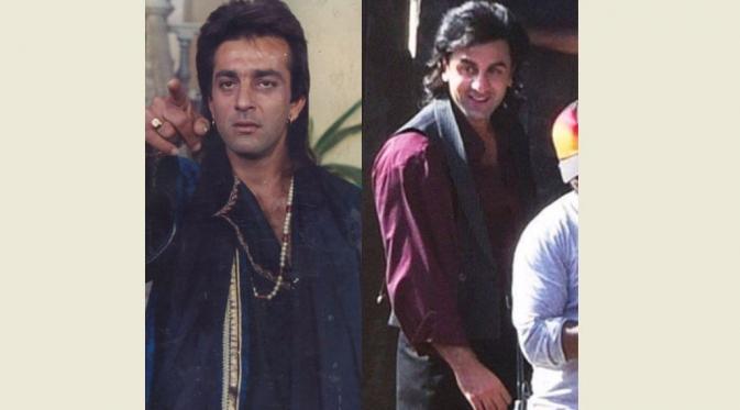 Perbandingan foto Sanjay Dutt dengan Ranbir Kapoor. [foto: Bollywoodlife.com]