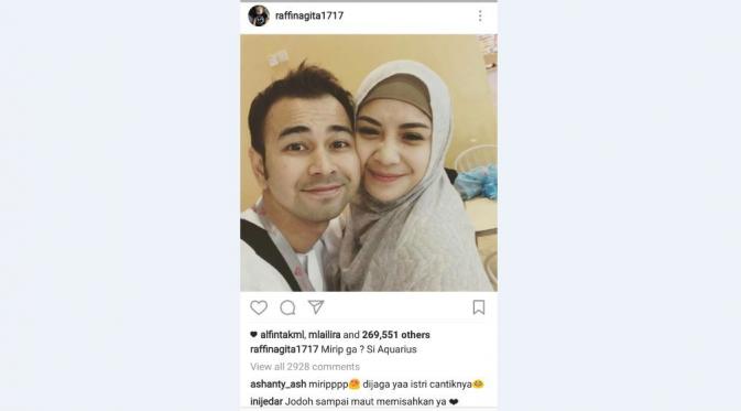 Raffi Ahmad dapat pesan dari Ashanty dan Jessica Iskandar. [foto: instagram/raffinagita1717]