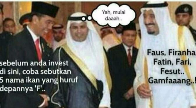 Meme kunjungan Raja Arab ke Indonesia
