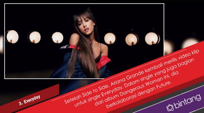 Ariana Grande menampilkan sejumlah adegan panas di video klipnya yang berjudul Everyday. (Desain: Nurman Abdul Hakim/Bintang.com)