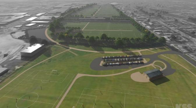 Foto rancangan desain pembangunan Kirkby, yang bakal dijadikan tempat latihan baru skuat utama Liverpool. (Liverpool). 