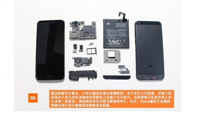 Xiaomi Mi 5c dibongkar total (Sumber: Gizmochina)