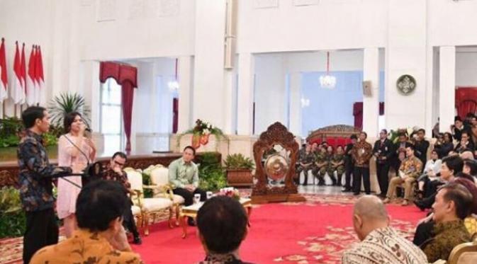Raisa saat merayakan Hari Musik Nasional di Istana bersama Presiden Jokowi. (Instagram - @raisa6690)