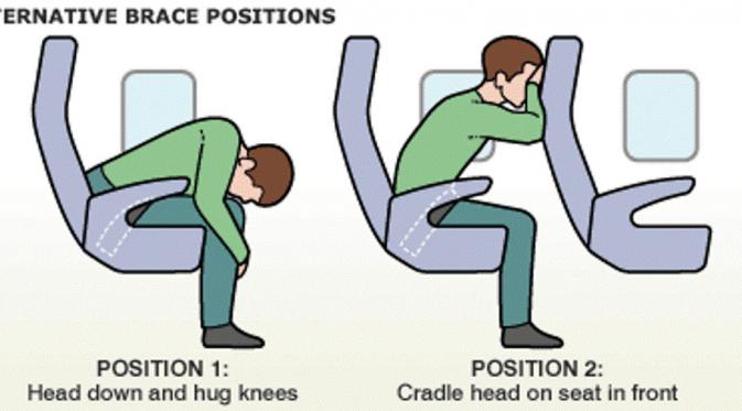 Posisi brace atau menahan dalam pesawat (Quora)