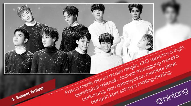 Setelah berjaya di akhir tahun 2016, EXO mendadak hilang dari berbagai chart musik. (Desain: Nurman Abdul Hakim/Bintang.com)