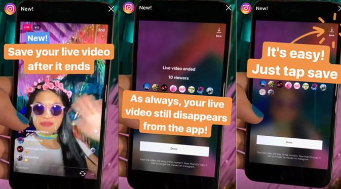 Pengguna Instagram kini bisa menyimpan video Live mereka, setelah siaran langsung tersebut berakhir (Foto: Ist)