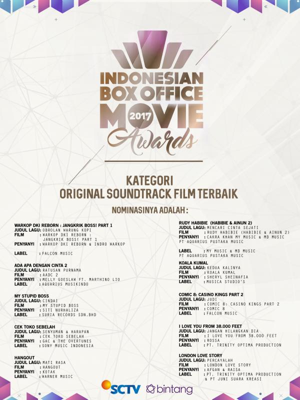 Nominasi Kategori Original Soundtrack Film Terbaik (DI: Muhammad Iqbal Nurfajri/bintang.com)