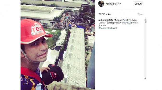Raffi Ahmad siap melompat dari ketinggian (Foto: Instagram)