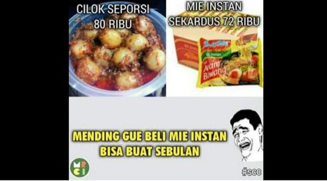 Meme Cilok Muncrat Mulan Jameela Ini Bikin Banyak Orang Merenung. (Foto: Facebook/Meme & Rage Comic Indonesia)