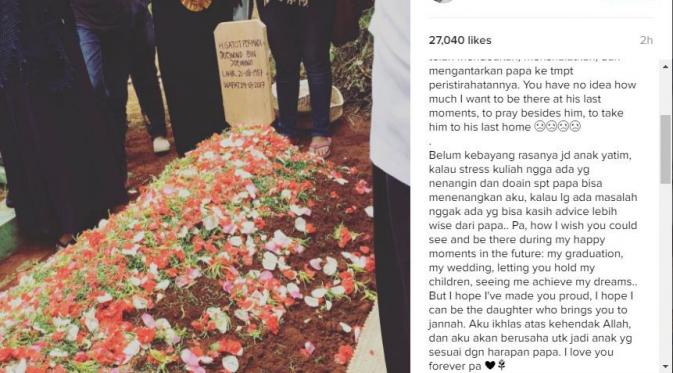 Tasya Kamila tak bisa hadiri pemakaman sang ayah (foto: Instagram)