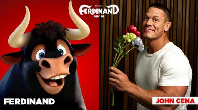 John Cena mengisi suara banteng periang di film animasi Ferdinand. (Via: Movie Web)