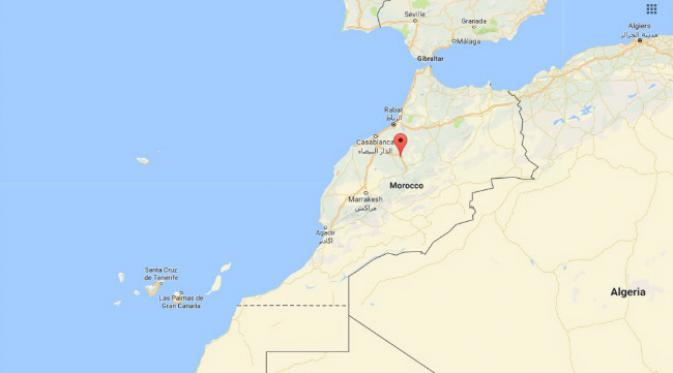 Oued Zem, kota kecil yang dijuluki ibukota pemerasan daring. Terletak di Maroko. (Sumber Google Maps)