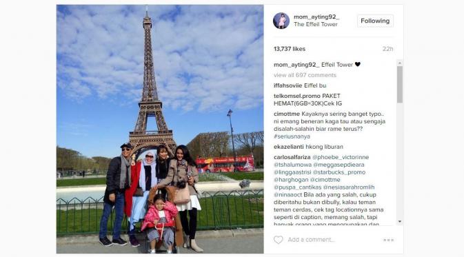 Keluarga Ayu Ting Ting berlibur ke Eropa [foto: instagram/mom_ayting92_]