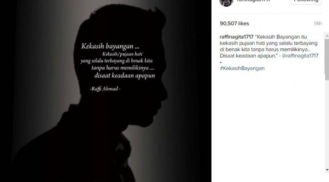 Raffi Ahmad ungkap kalau dirinya memiliki kekasih gelap (Foto: Instagram)