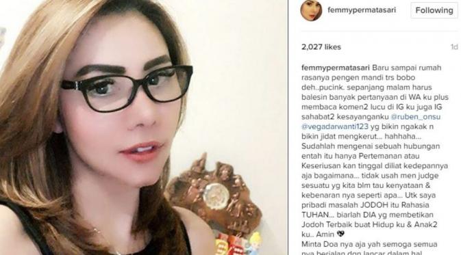 Femmy Permatasari ungkap hubungannya dengan Vicky Prasetyo? [foto: Instagram/femmypermatasari]