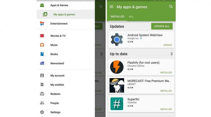Tips memperbarui aplikasi secara manual di Google Play (Sumber: Android Pit)