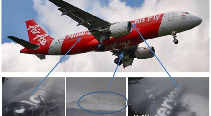 Puing-puing pesawat AirAsia jenis Airbus A320-200 tersebut ditemukan oleh tim pencari dari Singapura.