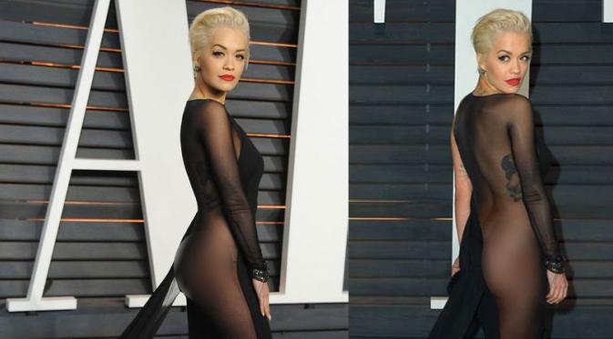 Rita Ora tampil setengah telanjang di vanity fair oscar