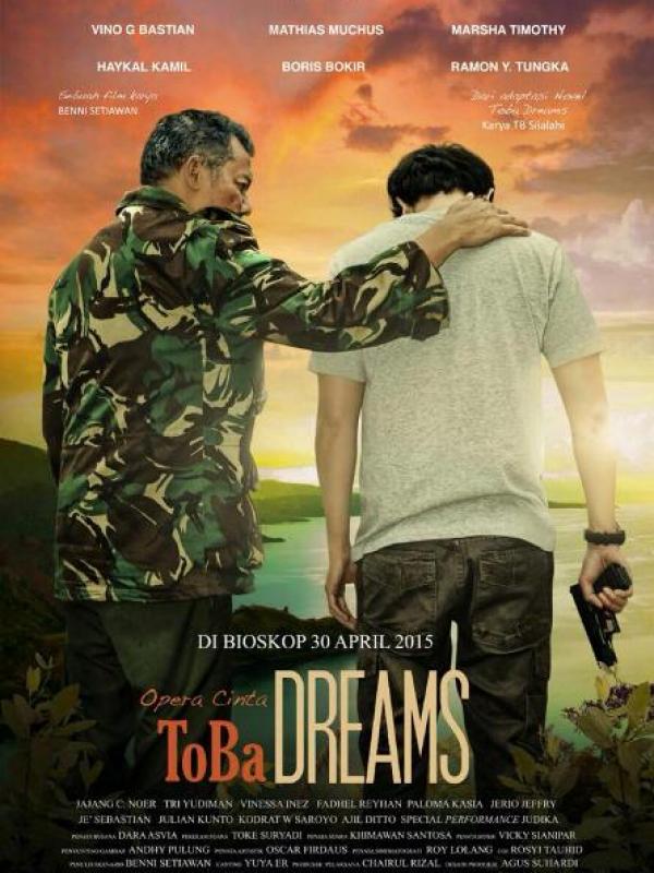 Vino G Bastian dan Mathias Muchus tampil bersama di poster film Toba Dreams. @FilmTobaDreams