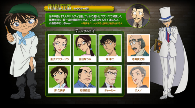 Nama-nama karakter di film baru Detective Conan yang bernaung dalam kelompok 7 Samurai telah diumumkan.